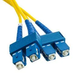 SC Duplex Fiber Optic Patch Cable, OS2 9/125 Singlemode, Yellow Jacket, Blue Connector, 2 meter (6.6 foot)