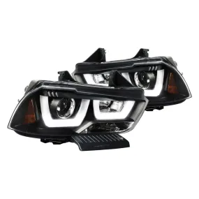 Spec-D 11-14 Dodge Charger Black Projector U Shape Halo Headlights