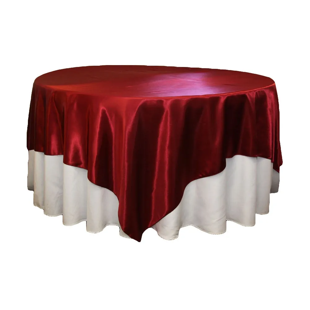 Square 90"x90" Satin Table Overlay - Apple Red