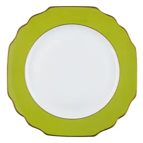 Ultra-White Georgian ColorSheen Apple Green - Gold Banding - Charger Plate