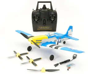 Volantex RC P-51D Mustang V2 4ch 400mm Brushed with Gyro RTF - Blue