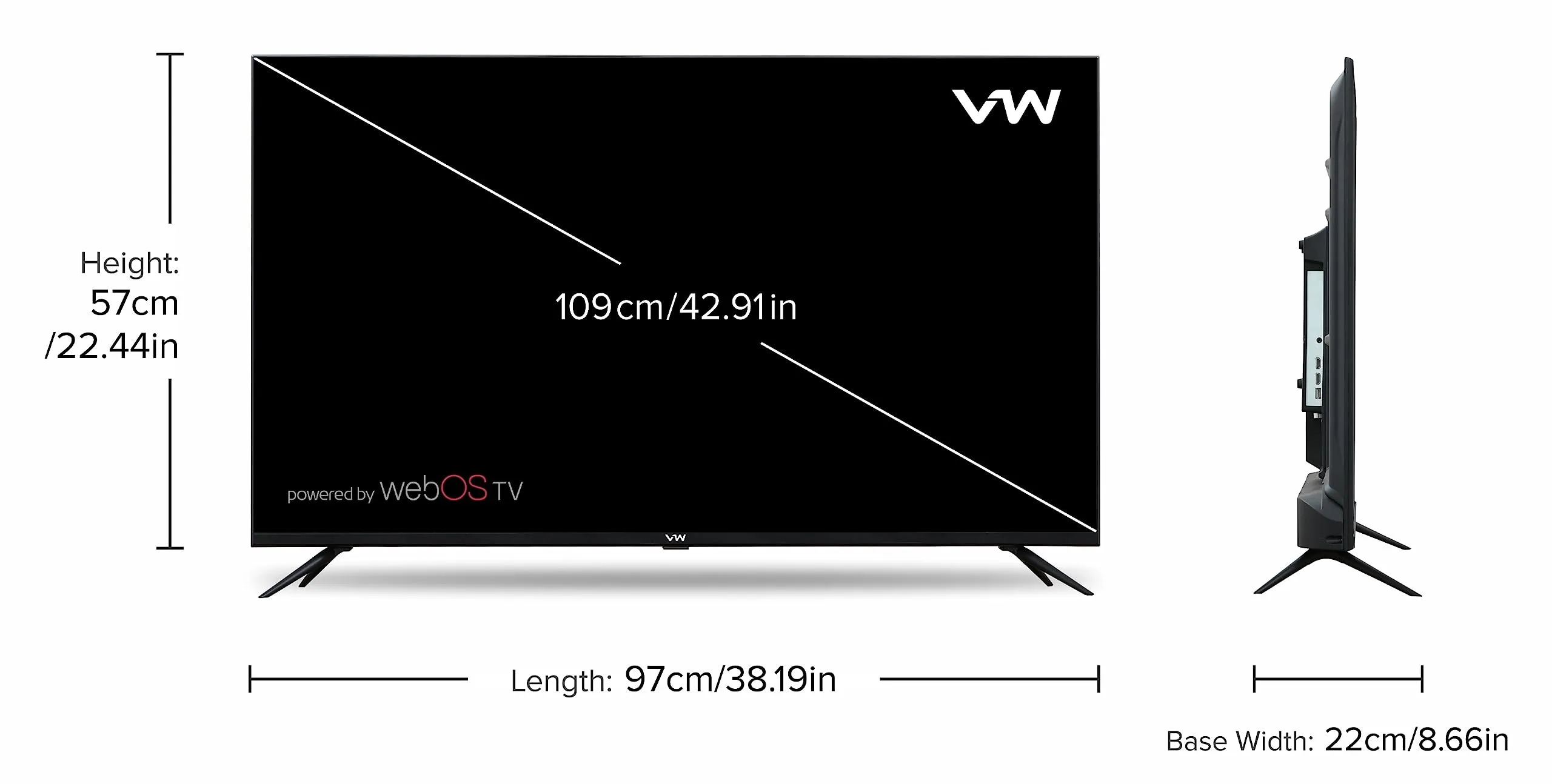 VW 109 cm (43 inches) QL Frameless Series 4K Ultra HD Smart QLED TV VW43QUW1 (Black)