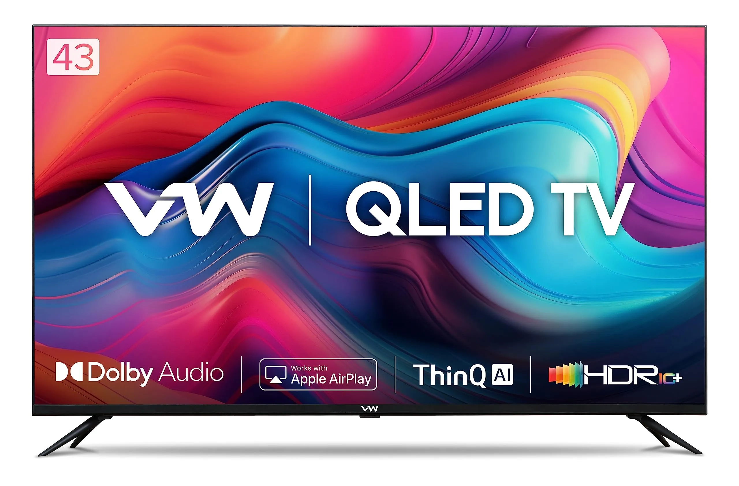 VW 109 cm (43 inches) QL Frameless Series 4K Ultra HD Smart QLED TV VW43QUW1 (Black)