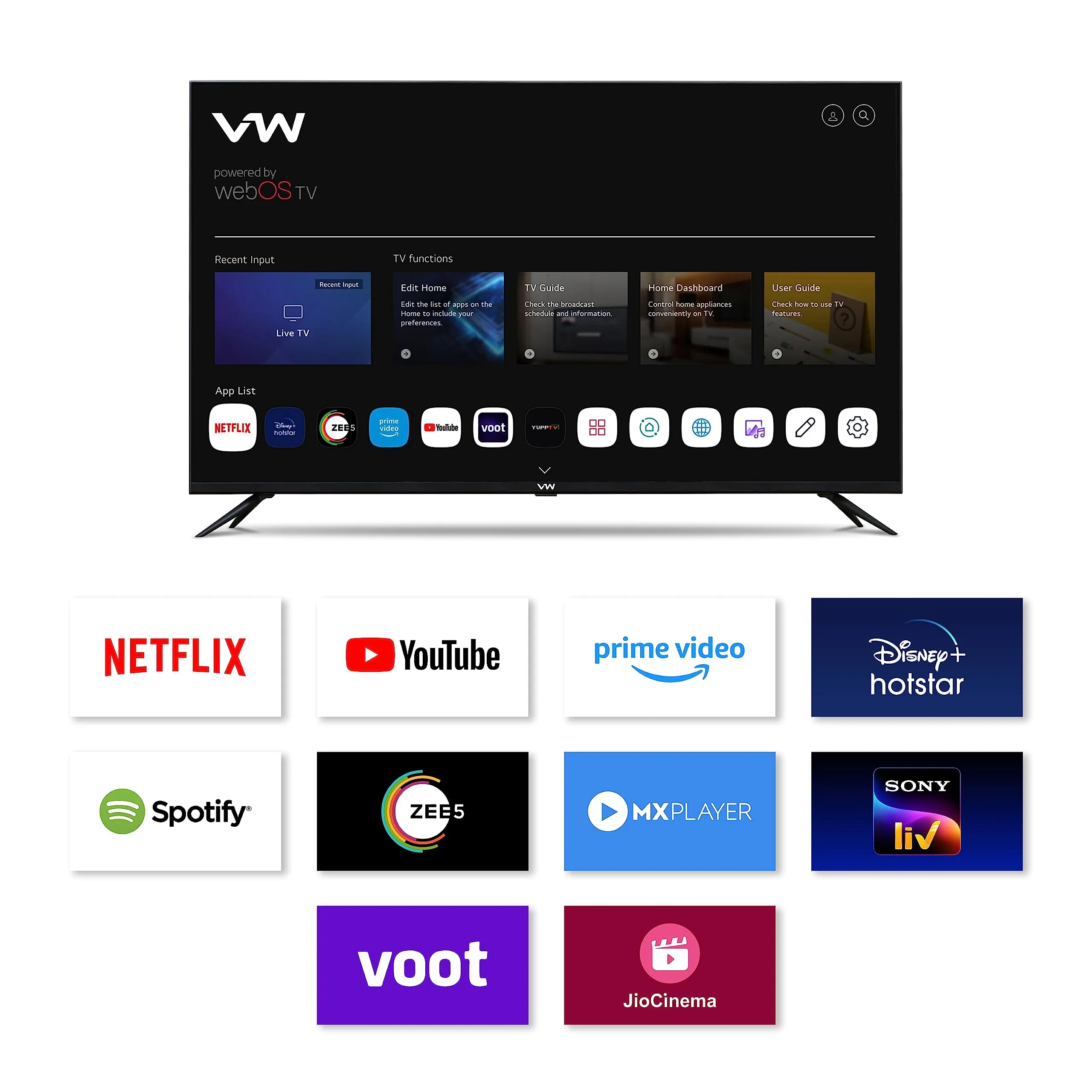 VW 109 cm (43 inches) QL Frameless Series 4K Ultra HD Smart QLED TV VW43QUW1 (Black)