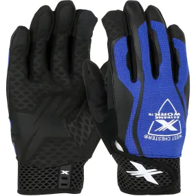 West Chester 89302/XL Synthetic Leather Palm with Silicone Grip, Blue Fabric Back & Touchscreen Index Finger - XLock Cuff