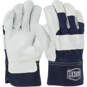 West Chester IC5DP/XL Premium Split Cowhide Leather Double Palm Glove with Fabric Back and Kevlar Stitching - Rubberized Safety Cuff